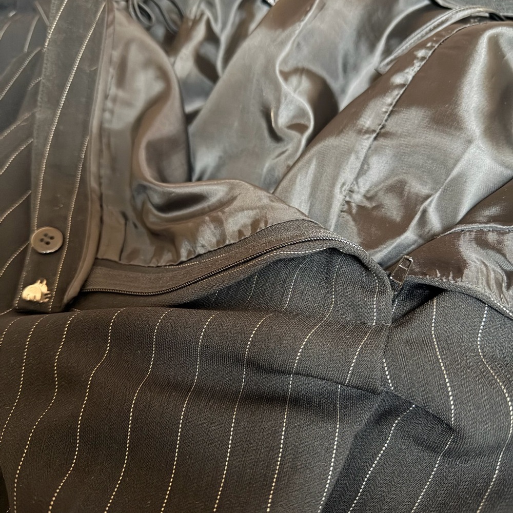 Women's Black Pinstripe Suit Jacket & Pants - Picture 7 of 10